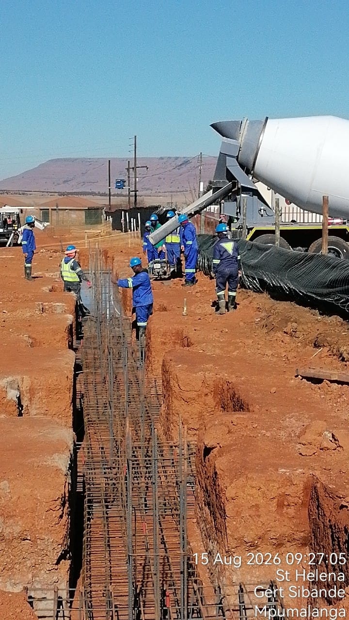 Reinforced concrete foundation works at Three Fountains Shopping Centre, August 2026